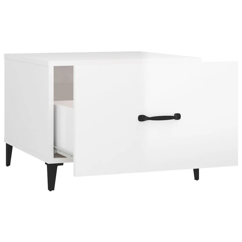 Lot de 2 tables basses avec pieds métal noir et bois d'ingénierie brillant 50 x 50 x 40 cm DEC040486