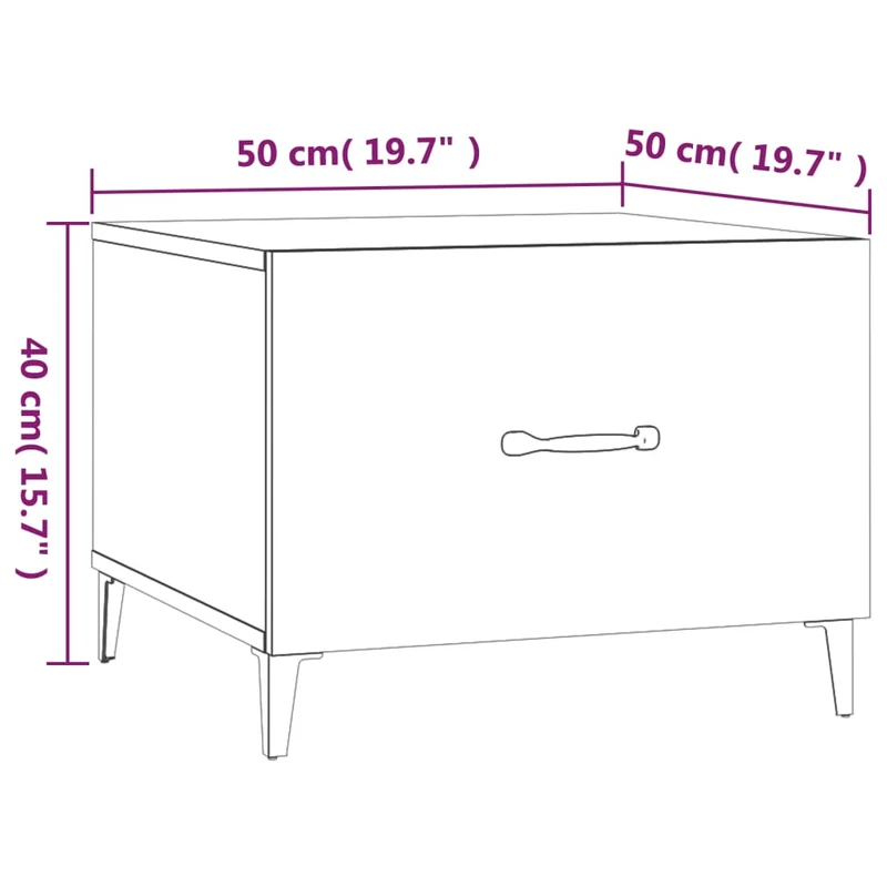 Lot de 2 tables basses avec pieds métal noir et bois d'ingénierie brillant 50 x 50 x 40 cm DEC040486