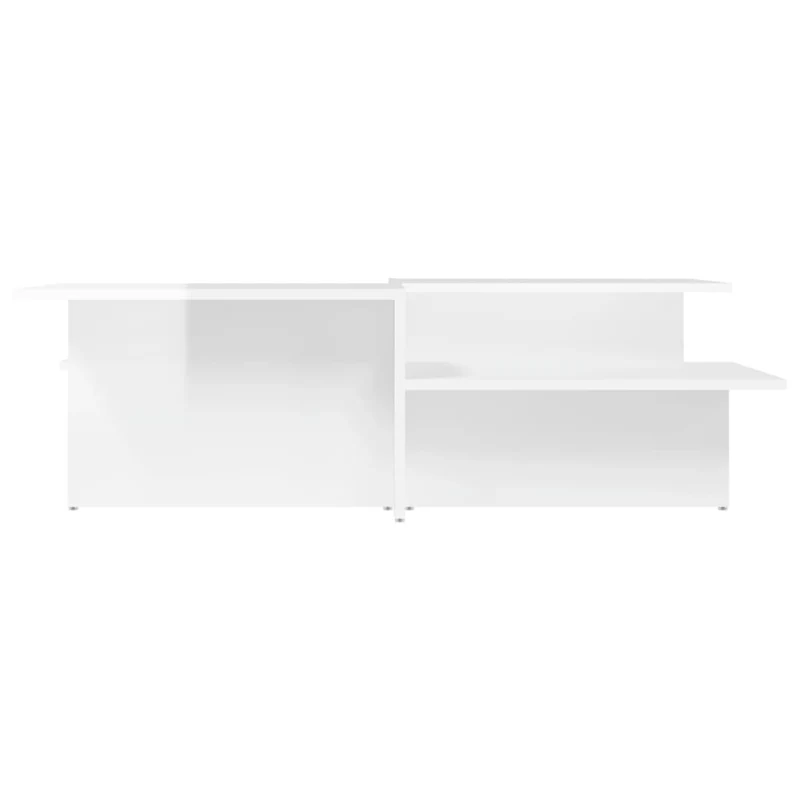 Lot de 2 tables basses de salon en bois d'ingénierie blanc brillant DEC040336