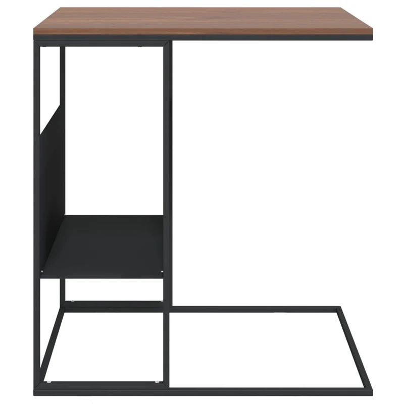 Table d'appoint en forme de C bout de canapé 55 x 36 x 59,5 cm bois d'ingénierie marron et fer DEC040295