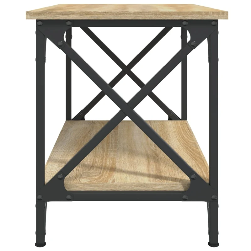 Table d'appoint avec étagère design industriel 55 x 38 x 45 cm bois d'ingénierie couleur chêne et acier DEC040279