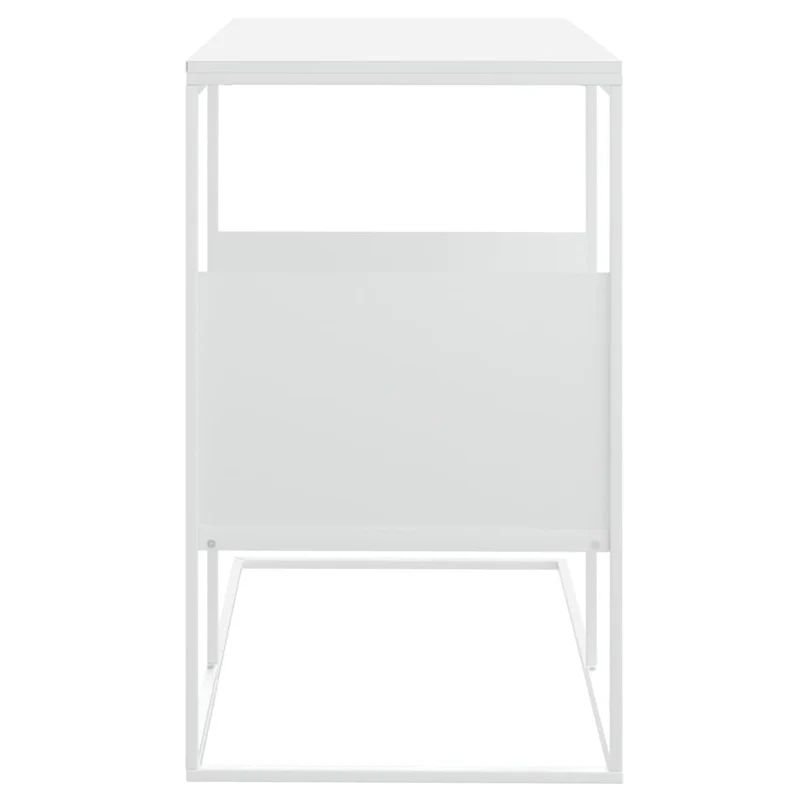 Table d'appoint en forme de C 55 x 36 x 59,5 cm bois d'ingénierie blanc et fer DEC040260