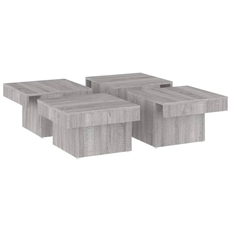 Table basse en 4 parties distinctes 90 x 90 x 28 cm bois d'ingénierie gris DEC040167