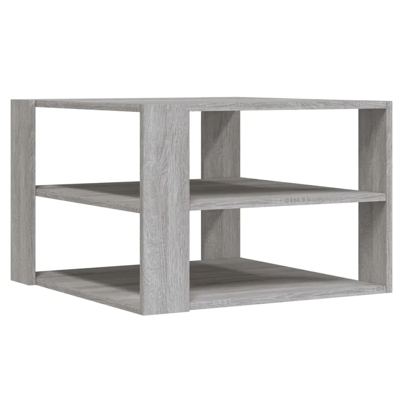 Table basse avec étagères 59,5 x 59,5 x 40 cm bois d'ingénierie gris DEC040052