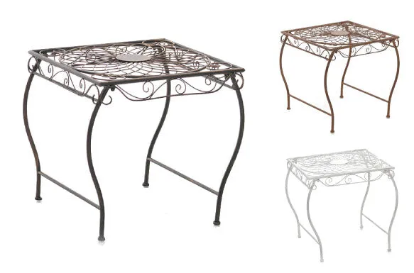 Petite table de jardin et terrasse design rusitique en métal bronze 10_0003058