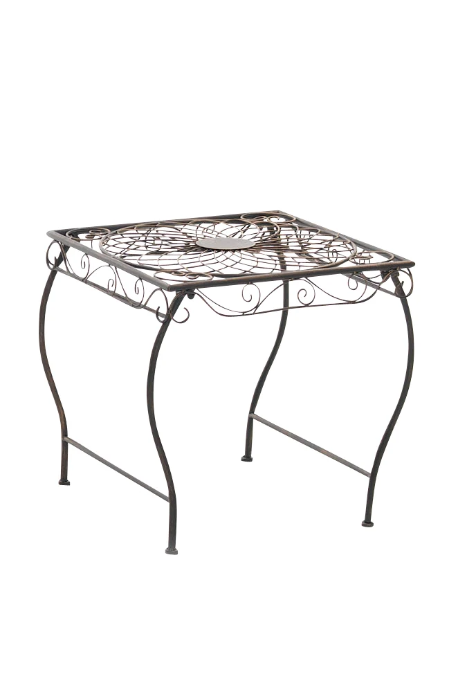 Petite table de jardin et terrasse design rusitique en métal bronze 10_0003058