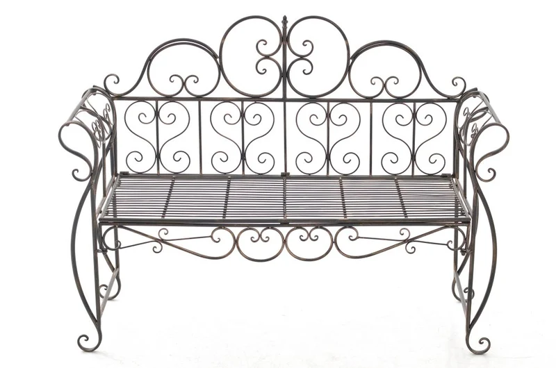 Banc de jardin design rustique largeur 128 cm en métal bronze 10_0002937