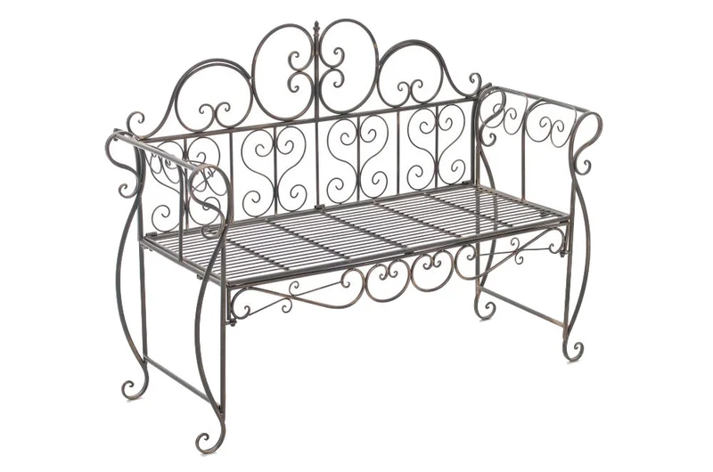 Banc de jardin design rustique largeur 128 cm en métal bronze 10_0002937
