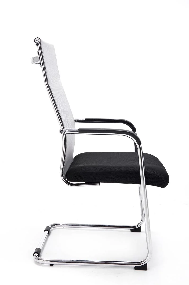 Chaise pour visiteur fauteuil de bureau avec accoudoirs gris pieds chromé BUR10145
