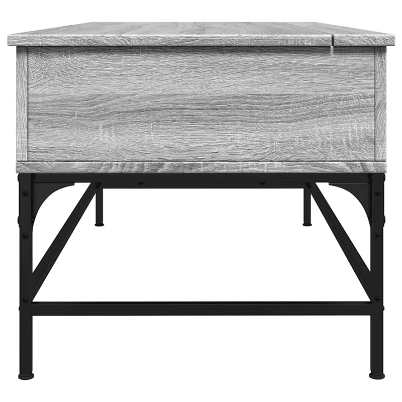 Table basse avec compartiment de rangement 100 x 50 x 45 cm bois d'ingénierie gris et métal DEC039954