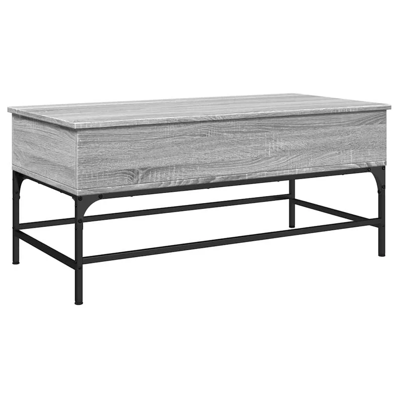 Table basse avec compartiment de rangement 100 x 50 x 45 cm bois d'ingénierie gris et métal DEC039954