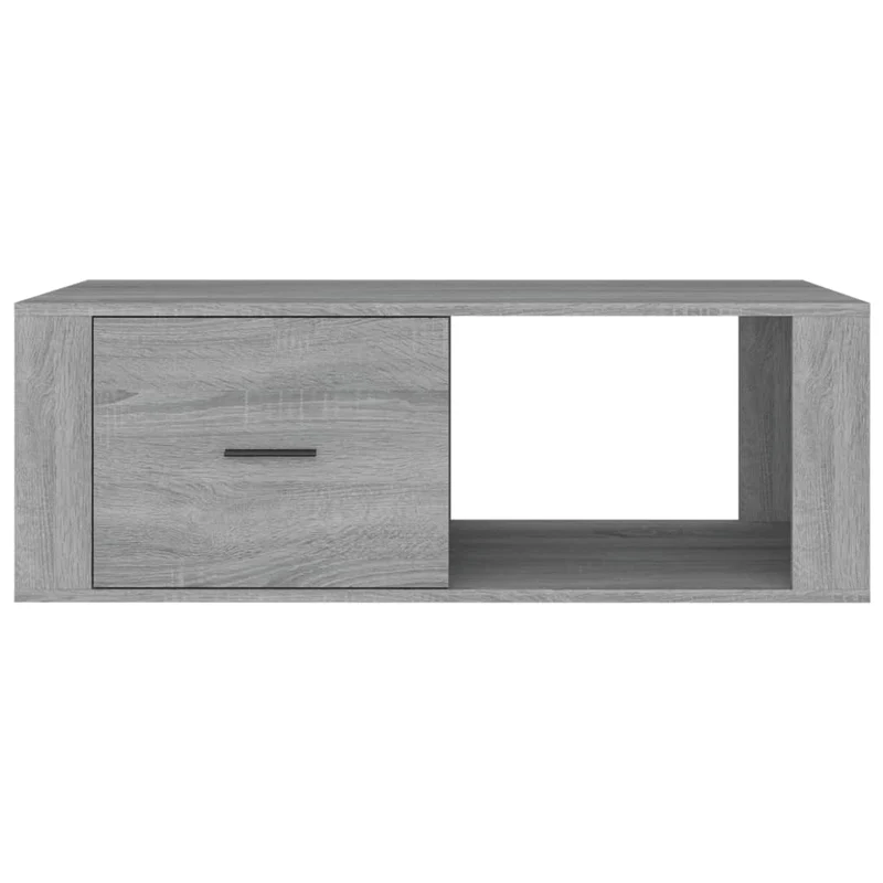 Table basse avec tiroir et compartiment ouvert design moderne 100 x 50,5 x 35 cm bois d'ingénierie gris DEC039934