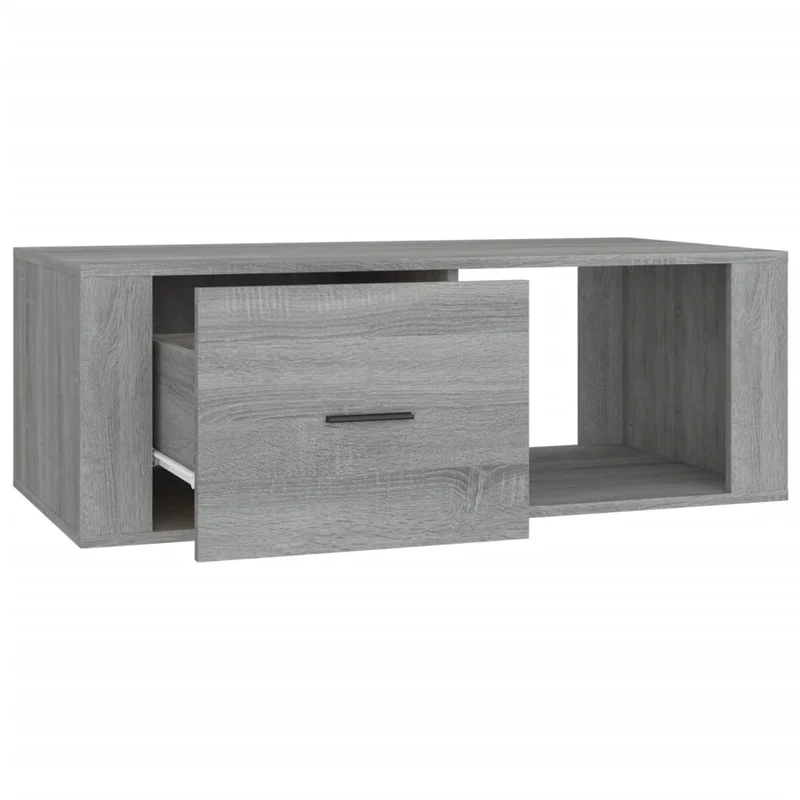 Table basse avec tiroir et compartiment ouvert design moderne 100 x 50,5 x 35 cm bois d'ingénierie gris DEC039934