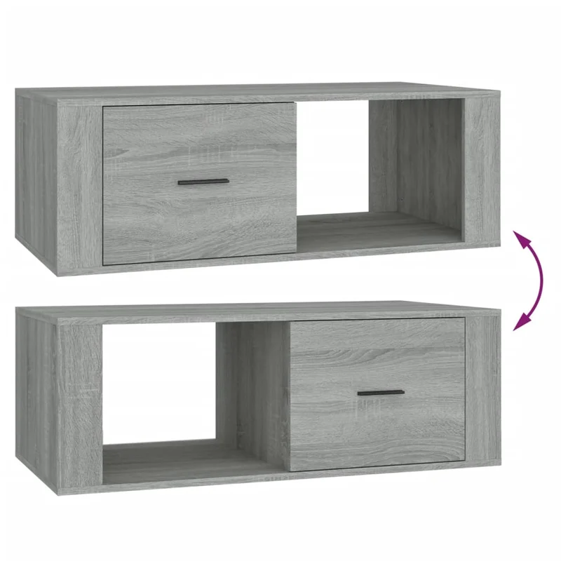 Table basse avec tiroir et compartiment ouvert design moderne 100 x 50,5 x 35 cm bois d'ingénierie gris DEC039934