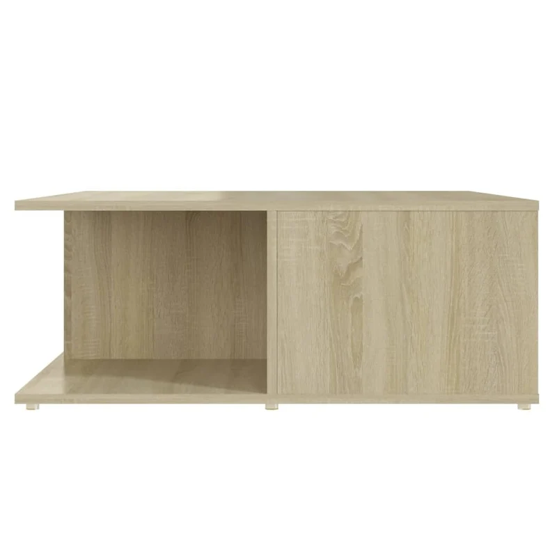 Table basse avec compartiments de rangement et tiroirs design moderne 80 x 80 x 31 cm bois d'ingénierie blanc et chêne DEC038194