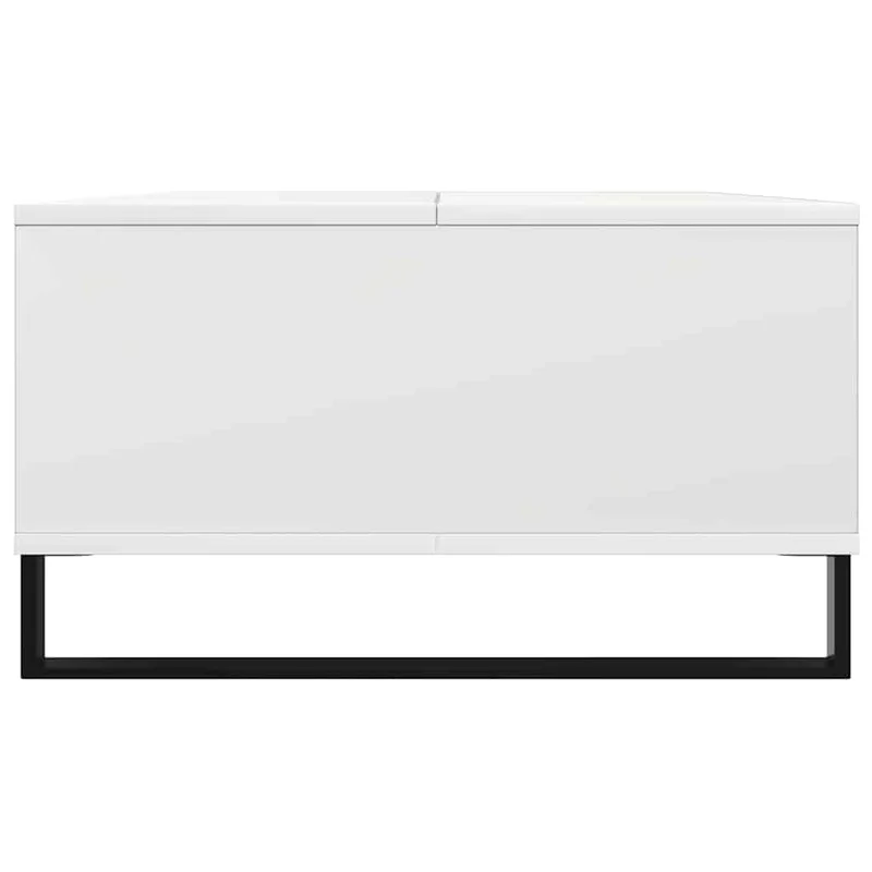 Table basse de salon 3 compartiments design moderne 104 x 60 x 35 cm bois d'ingénierie blanc et fer DEC037840