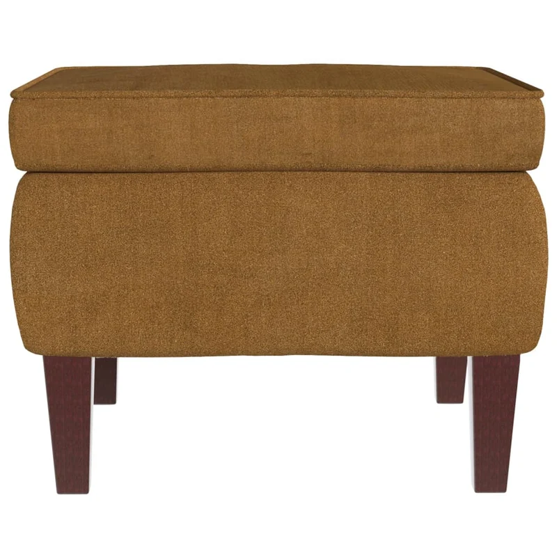 Tabouret assise repose-pieds design classique avec pieds en bois assise en velours marron DEC026311