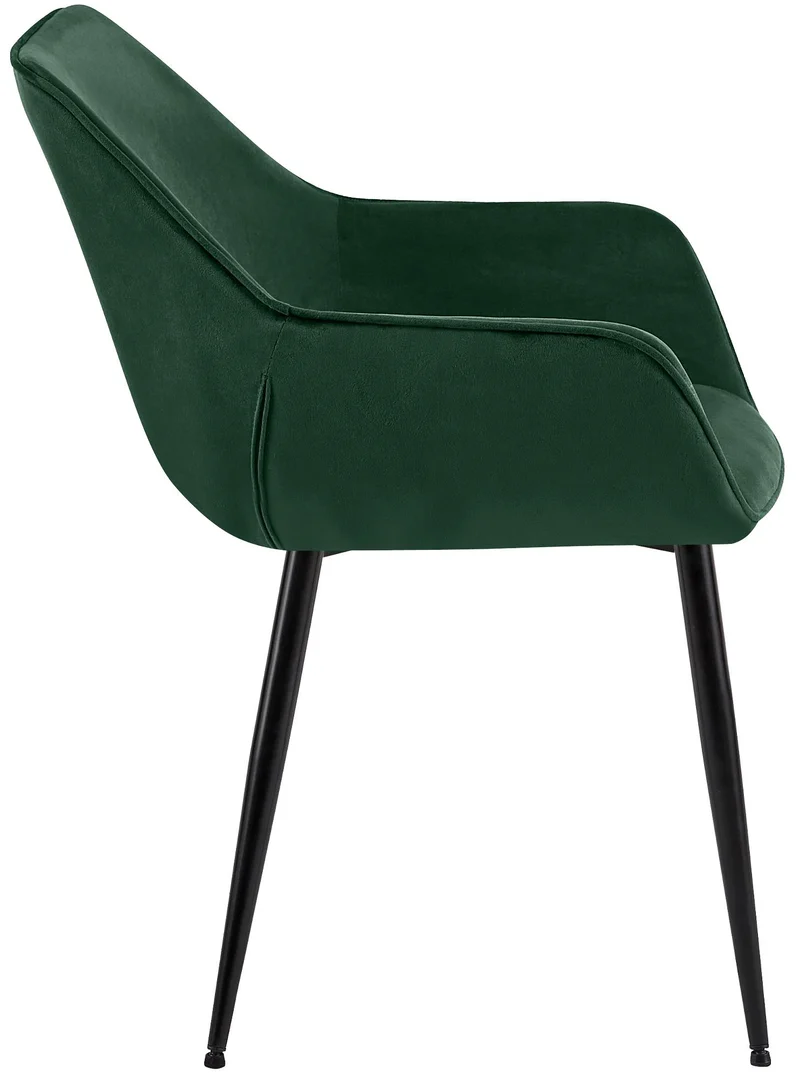 Chaise de salle à manger x1 bureau salle d'attente en velours vert et métal noir 10_0007232