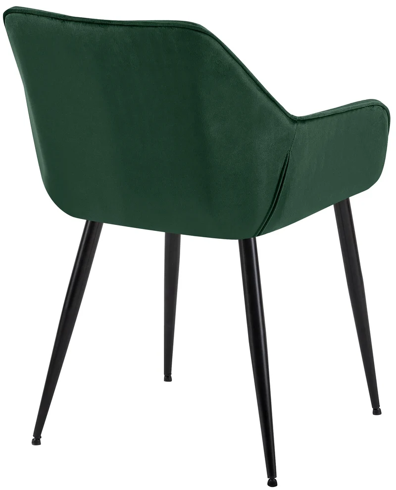 Lot de 2 chaises de salle à manger bureau salle d'attente en velours vert et métal noir 10_0007467