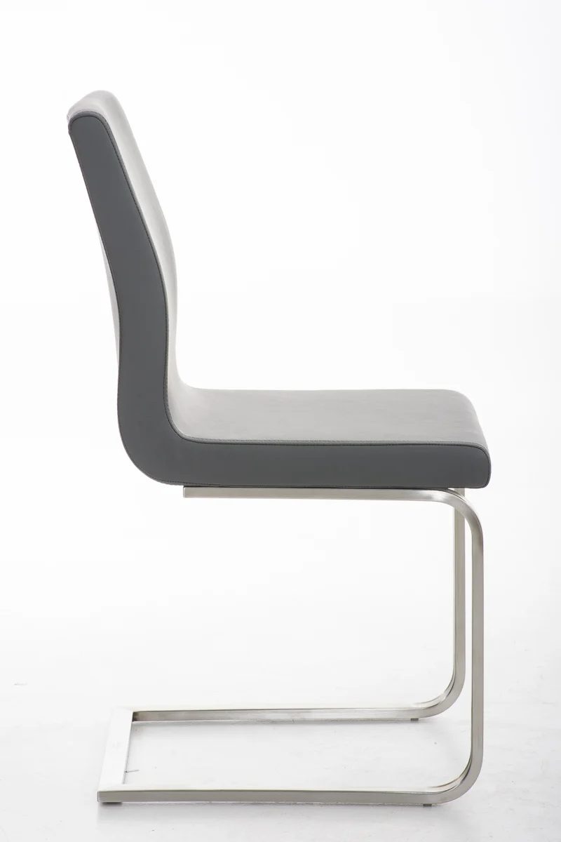 Chaise de salle à manger x1 design moderne en PVC gris support en acier inoxydable 10_0001989