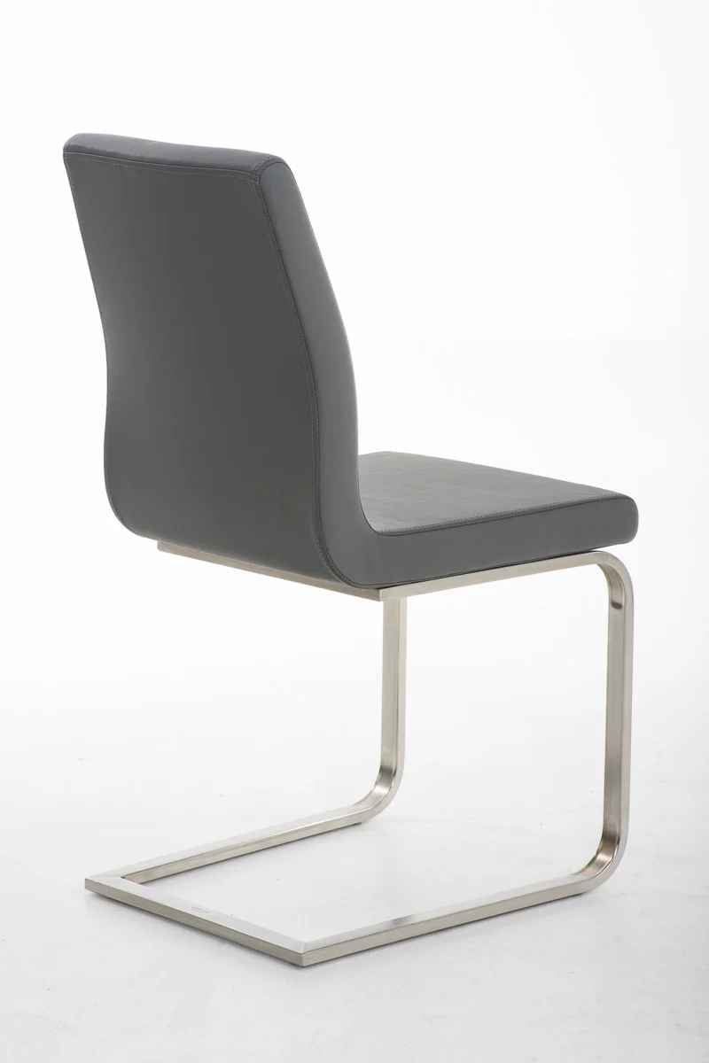 Chaise de salle à manger x1 design moderne en PVC gris support en acier inoxydable 10_0001989