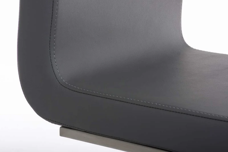 Chaise de salle à manger x1 design moderne en PVC gris support en acier inoxydable 10_0001989