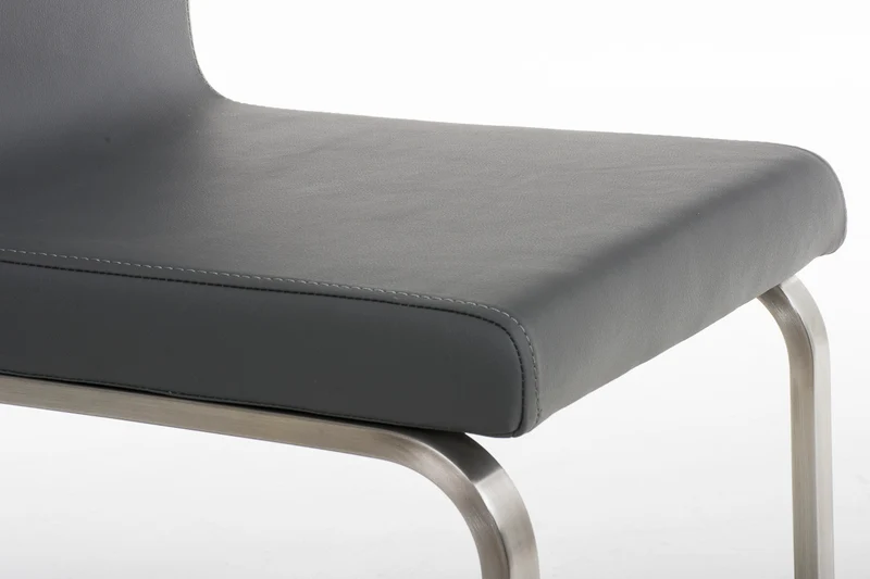 Chaise de salle à manger x1 design moderne en PVC gris support en acier inoxydable 10_0001989