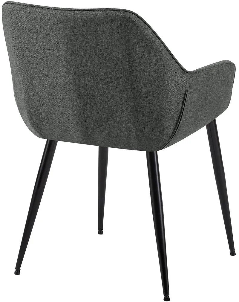 Lot de 2 chaises de salle à manger bureau salle d'attente en tissu gris foncé et métal noir 10_0007382