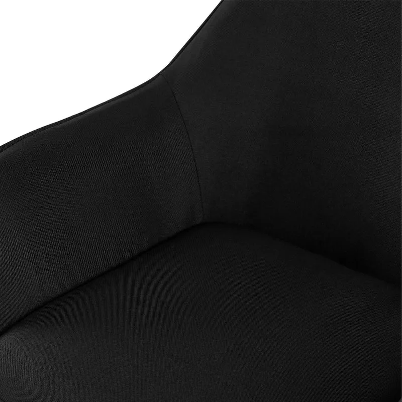 Chaise de salle à manger bureau salle d'attente x1 en tissu noir et métal noir 10_0007179