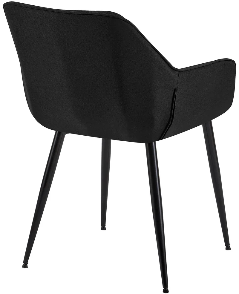Lot de 2 chaises de salle à manger bureau salle d'attente en tissu noir et métal noir 10_0007419
