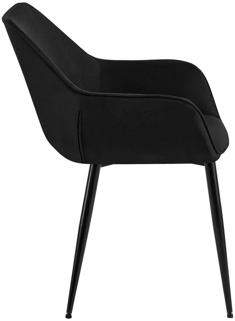 Lot de 2 chaises de salle à manger bureau salle d'attente en tissu noir et métal noir 10_0007419