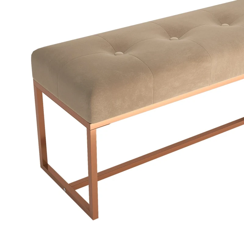 Banc banquette multifonctionnel design moderne 110 x 36 x 45 cm en velours beige DEC024701