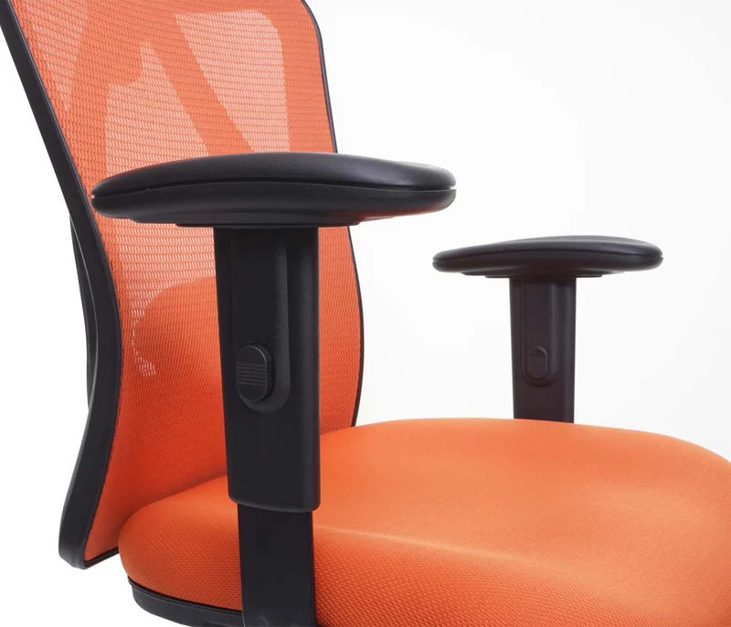Chaise de bureau support lombaire ergonomique appui-tête réglable en maille orange 04_0006215