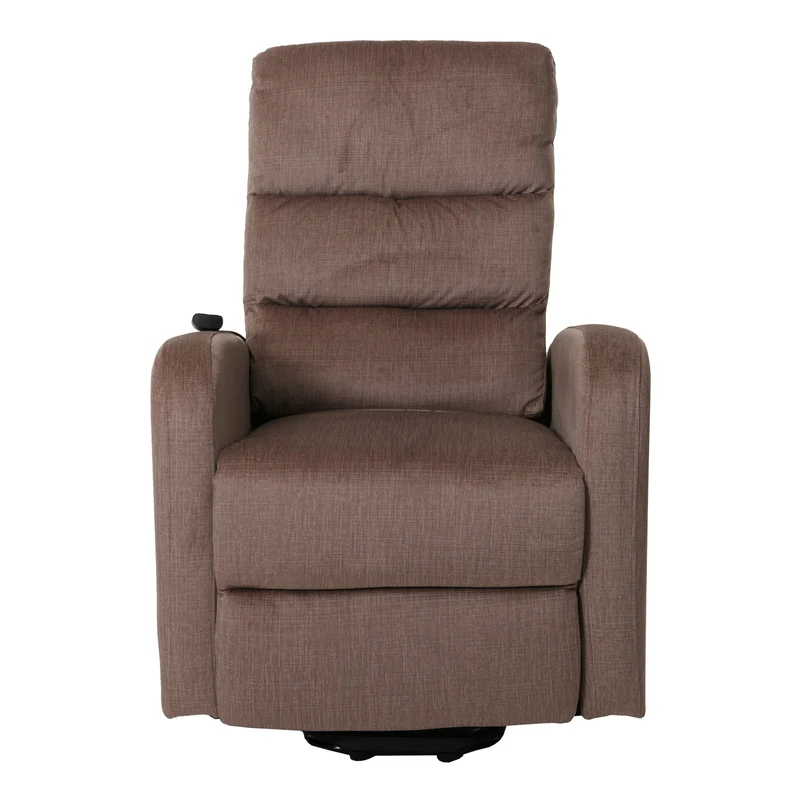 Fauteuil releveur électrique relax en tissu chenille marron avec fonction allongée et télécommande 04_0010049