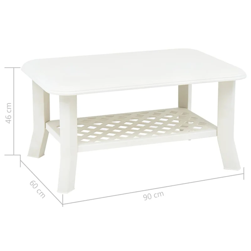 Table basse d'extérieur design classique 90 x 60 x 46 cm Plastique blanc DEC038032