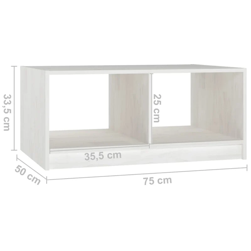 Table basse avec compartiment ouvert design moderne et contemporaine 75 x 50 x 33,5 cm bois de pin blanc DEC037941