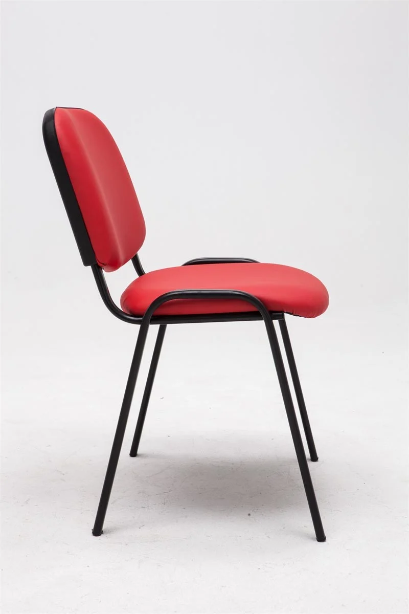 Chaise visiteur assise rembourrée en synthétique rouge BUR10070