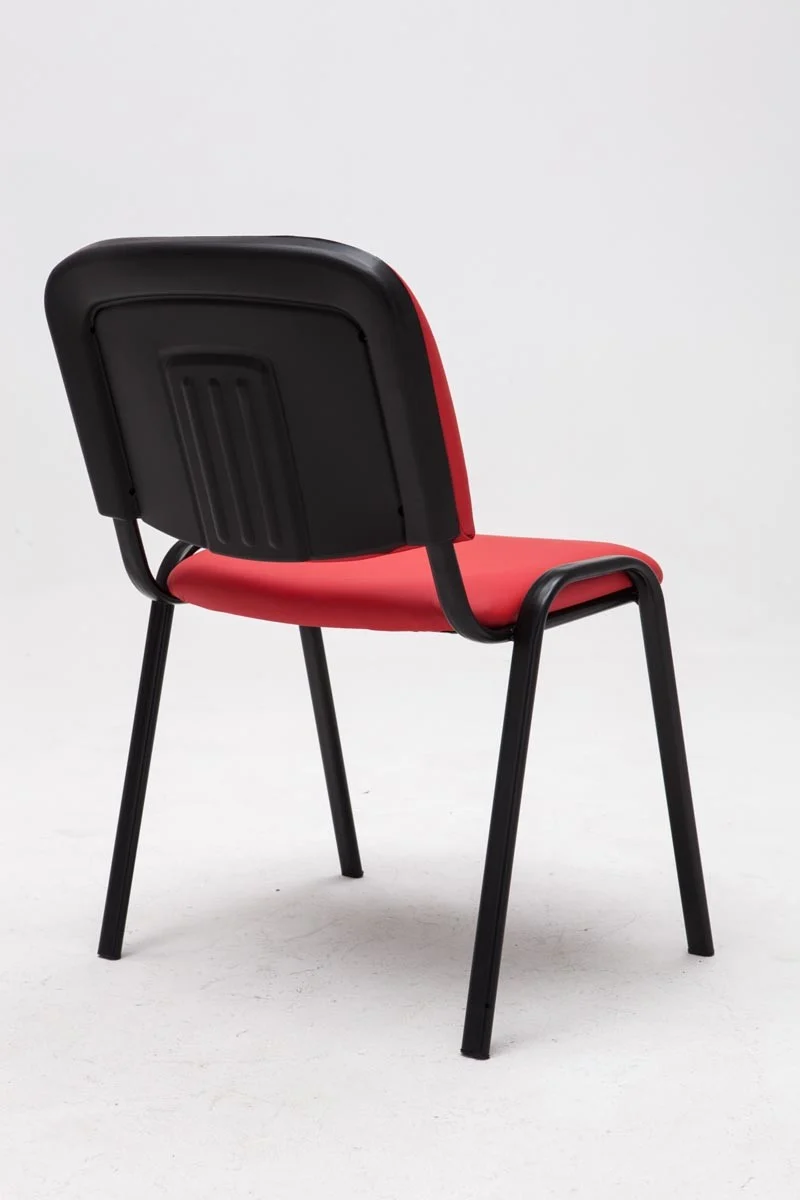 Chaise visiteur assise rembourrée en synthétique rouge BUR10070