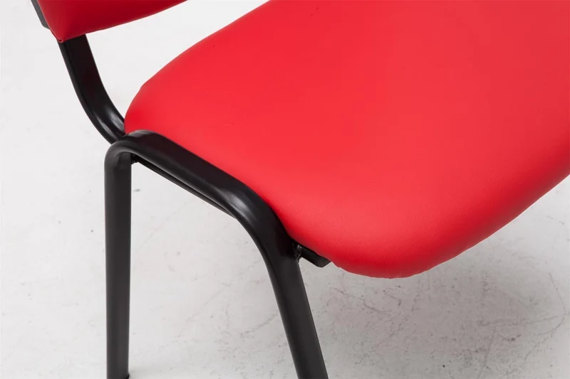 Chaise visiteur assise rembourrée en synthétique rouge BUR10070