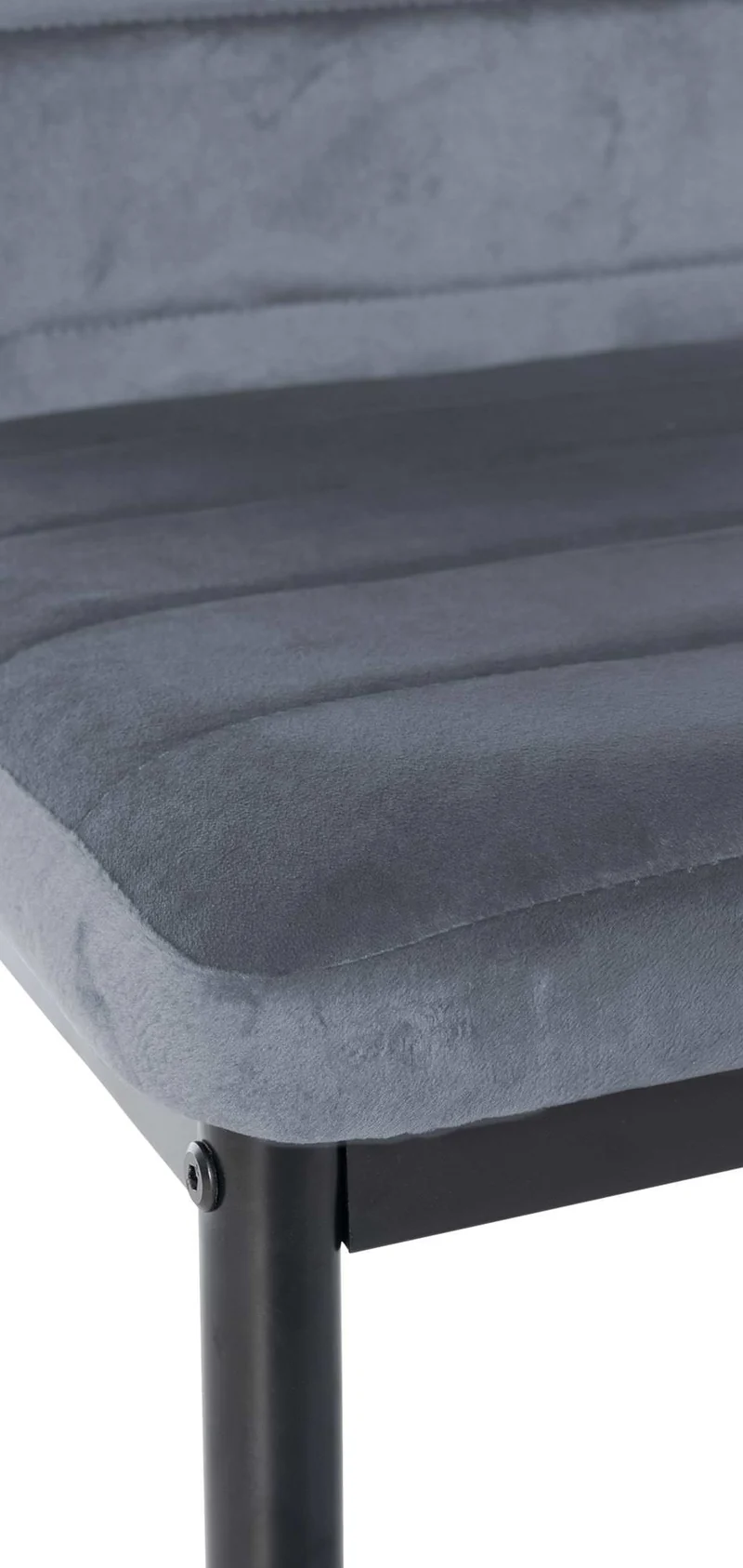Lot de 6 chaises de salle à manger design simple en tissu velours gris clair avec couture cadre en métal noir CDS10292
