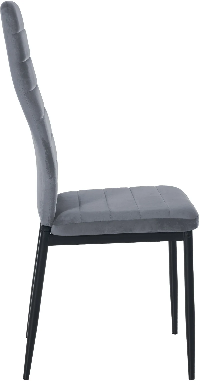 Lot de 4 chaises de salle à manger design simple en tissu velours avec couture gris clair cadre en métal noir CDS10404