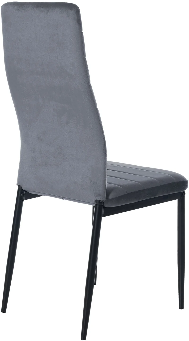 Lot de 4 chaises de salle à manger design simple en tissu velours avec couture gris clair cadre en métal noir CDS10404