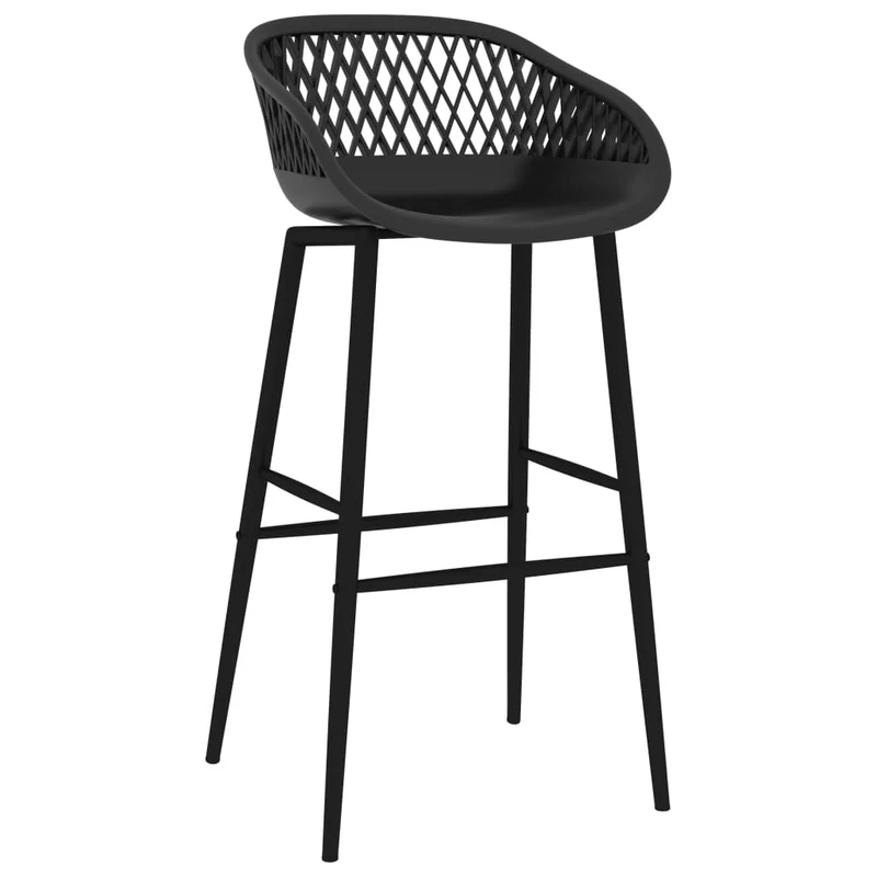 Tabourets de bar x2 chaises haute aspect de maille PP noir DEC029399