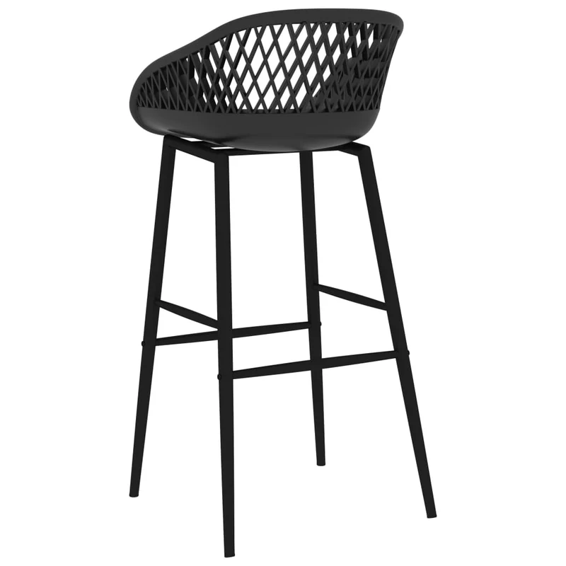 Tabourets de bar x2 chaises haute aspect de maille PP noir DEC029399