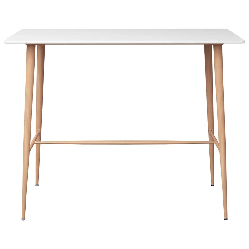Table d’appoint multifonction 120 x 60 x 105 cm MDF blanc pieds en métal couleur bois DEC036406