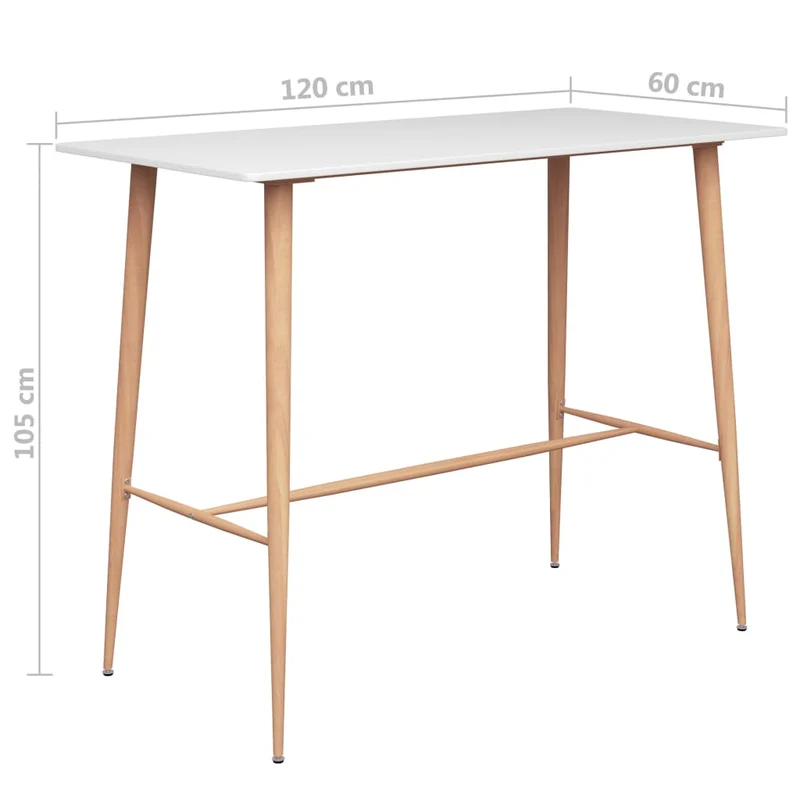 Table d’appoint multifonction 120 x 60 x 105 cm MDF blanc pieds en métal couleur bois DEC036406