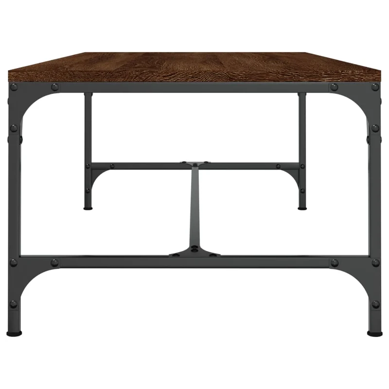 Table basse de salon design industriel 100 x 50 x 35 cm bois d'ingénierie marron et acier DEC038580