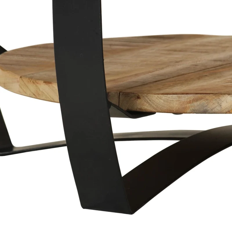 Table basse de salon design industriel en bois massif de manguier et acier 65 x 32 cm DEC038275