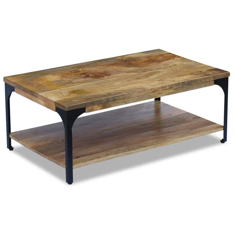 Table basse design industriel en bois de manguier et acier 100 x 60 x 38 cm DEC038230