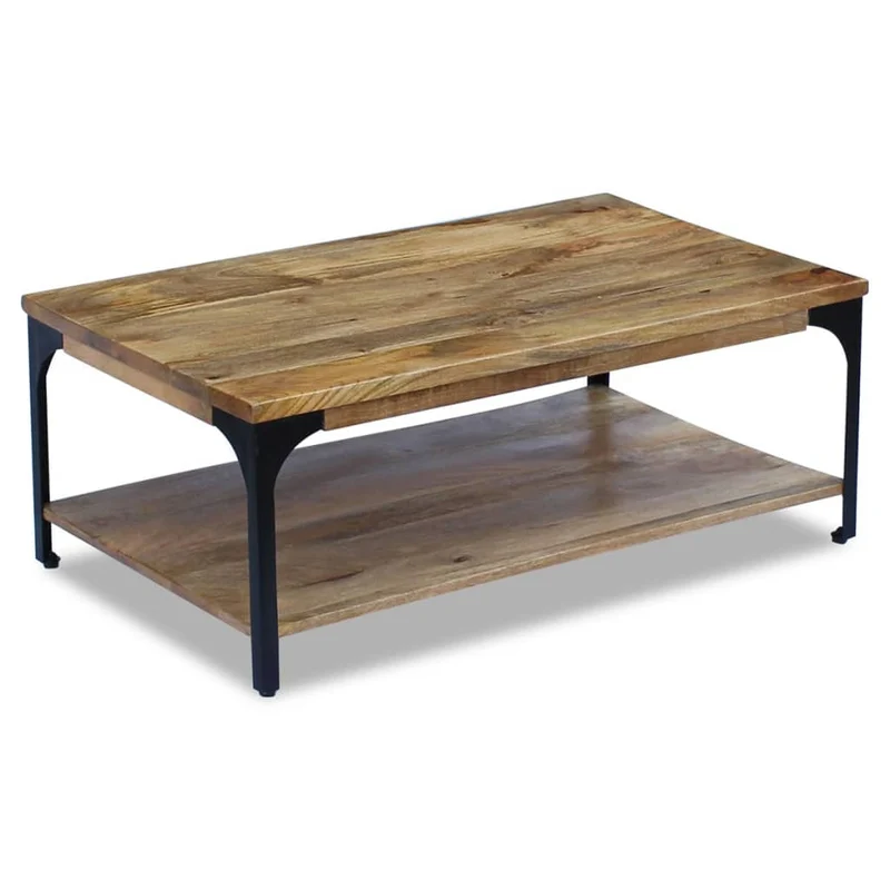 Table basse design industriel en bois de manguier et acier 100 x 60 x 38 cm DEC038230